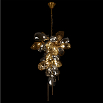 Люстра подвесная вытянутой формы с плафонами из стекла и металла с двумя вертикальными подвесками Gilded Mirage  варинант исполнения - 3 | Loft Concept в Новосибирске