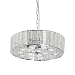 Люстра круглая на цепи цвета хром с прозрачными рельефными хрустальными пластинами Textured Glass Chandelier варинант исполнения - 1 | Loft Concept в Новосибирске