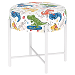 Пуф детский круглый с принтом на 4-х белых ножках Dinosaurs CHILDHOOD варинант исполнения - 1 | Loft Concept в Новосибирске