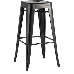 Барный Стул без Спинки Глянцевый Черный Металл