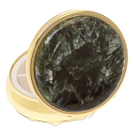 Таблетница карманная круглая с 3-мя отделениями и накладкой из натурального камня Серафинит Gold Stone Pillboxes варинант исполнения - 2 | Loft Concept в Новосибирске