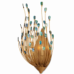 Бра настенное золотое с декором из бирюзовых элементов Peacock Tail варинант исполнения - 2 | Loft Concept в Новосибирске