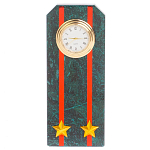 Часы погон ВС подарочные настольные из натурального камня Змеевик Military Clock варинант исполнения - 13 | Loft Concept в Новосибирске