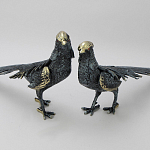 Статуэтка бронзовая пара Фазаны синие Bronze Birds варинант исполнения - 4 | Loft Concept в Новосибирске