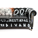 Диван Честерфильд граффити graffiti Orange Sofa натуральная кожа варинант исполнения - 9 | Loft Concept в Новосибирске