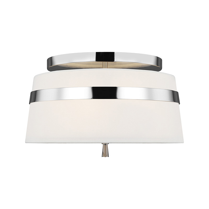 Потолочный светильник с белым тканевым абажуром Generation Lighting Никель Бежевый Белый в Новосибирске | Loft Concept 