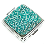 Таблетница карманная квадратная с 2-мя отделениями с зеркалом и накладкой из натурального камня Амазонит Silver Stone Pillboxes варинант исполнения - 1 | Loft Concept в Новосибирске