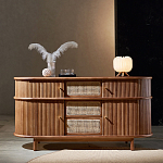 Дизайнерский комод овальный с фактурным фасадом и вставками из плетеных элементов Ambar варинант исполнения - 1 | Loft Concept в Новосибирске