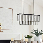 Люстра линейная прямоугольная с подвесками из натурального перламутра Nacre варинант исполнения - 5 | Loft Concept в Новосибирске