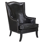 Кресло из натуральной кожи на 4-х деревянных ножках из массива бука Daniel Leather Armchair black варинант исполнения - 1 | Loft Concept в Новосибирске