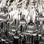 Люстра подвесная с прозрачными стеклянными подвесками в форме капель Диаметр 60 см Droplet Chandelier варинант исполнения - 17 | Loft Concept в Новосибирске