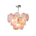 Люстра с каскадом из круглых розовых стеклянных дисков Pink Light Waterfall варинант исполнения - 2 | Loft Concept в Новосибирске