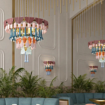 Люстра круглая с декором из разноцветных элементов в виде листьев Changing Seasons варинант исполнения - 12 | Loft Concept в Новосибирске