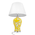 Настольная лампа желтая с изображением белых птиц Flight Among Acacia варинант исполнения - 3 | Loft Concept в Новосибирске