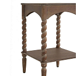 Приставной столик деревянный с резными ножками и нижней полкой Vintage Side Table Brown Wood варинант исполнения - 1 | Loft Concept в Новосибирске