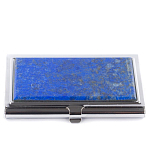 Визитница карманная металлическая с накладкой из натурального камня Лазурит Stone Business Card Holders  варинант исполнения - 1 | Loft Concept в Новосибирске