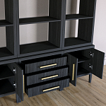 Модульный стеллаж Primo из трех составных элементов Черный дуб варинант исполнения - 5 | Loft Concept в Новосибирске