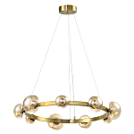 Люстра подвесная светодиодная с 9-ю круглыми плафонами коньячного цвета Iona Chandelier Brass  варинант исполнения - 1 | Loft Concept в Новосибирске