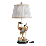 Настольная лампа с абажуром и основанием в виде двух цапель Porcelain Heron Lamp варинант исполнения - 1 | Loft Concept в Новосибирске