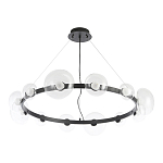 Люстра подвесная круглая с 12-ю прозрачными куполообразными плафонами и черным металлическим основанием Flos Wireline Lighting варинант исполнения - 2 | Loft Concept в Новосибирске