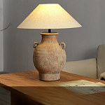 Настольная лампа керамическая с ручками и тканевым абажуром Eastern Tale варинант исполнения - 1 | Loft Concept в Новосибирске