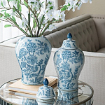 Ваза с крышкой и голубым цветочным рисунком на белом фоне Blue & White Ornament варинант исполнения - 5 | Loft Concept в Новосибирске