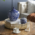 Ваза округлой формы с синей росписью и цветочным узором Blue & White Ornament варинант исполнения - 7 | Loft Concept в Новосибирске