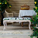 Банкетка из натурального бука золотистая с изображением птиц и цветов Blooming Birds варинант исполнения - 4 | Loft Concept в Новосибирске