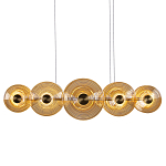 Люстра подвесная светодиодная со стеклянными плафонами янтарного цвета в форме дисков Savio Glass Disc варинант исполнения - 1 | Loft Concept в Новосибирске
