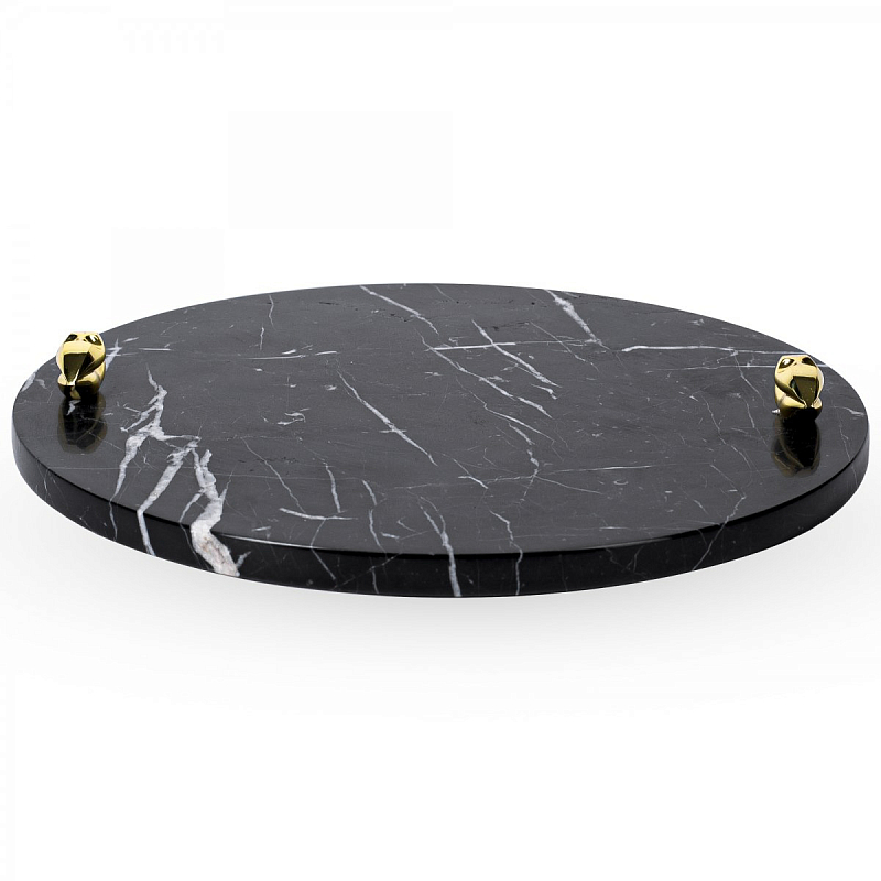 Поднос ACOLYTE ENTERTAINING PLATTER MARBLE & BRONZE Черный в Новосибирске | Loft Concept 