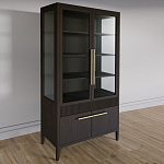 Витрина Primo со стеклянными фасадами и буфетом шпон Темный орех варинант исполнения - 3 | Loft Concept в Новосибирске