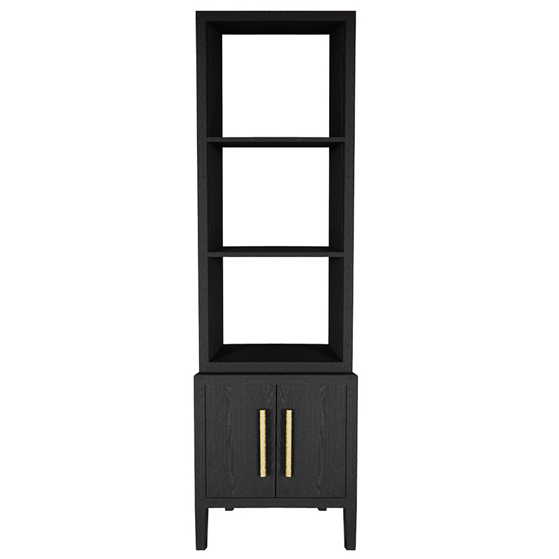 Этажерка Primo с тумбой шпон Черный дуб Черный Золотой в Новосибирске | Loft Concept 