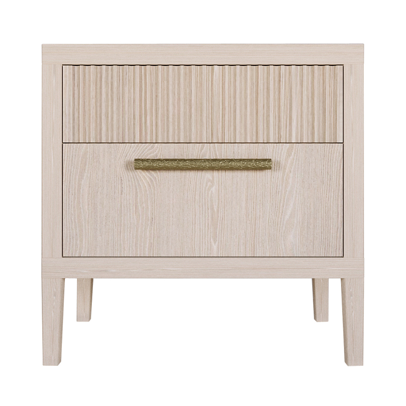 Прикроватная Тумбочка Primo с двумя ящиками Светлый дуб Древесина Золотой в Новосибирске | Loft Concept 