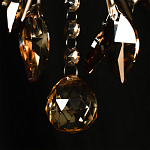 Люстра подвесная круглая с тканевым полупрозрачным абажуром и подвесками 4 лампы Gilded Elegance варинант исполнения - 7 | Loft Concept в Новосибирске