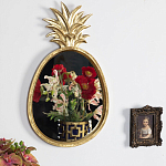 Зеркало овальной формы с золотистой рамкой и декоративной верхушкой в виде ананаса Pineapple Shine  варинант исполнения - 2 | Loft Concept в Новосибирске