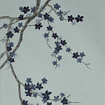 Обои ручная роспись Cherry Tree Original colourway on Adam Grey dyed silk варинант исполнения - 2 | Loft Concept в Новосибирске