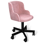 Стул с мягкой розовой обивкой из велюра и подъемно-поворотным механизмом на черных колесиках Harper Pink варинант исполнения - 1 | Loft Concept в Новосибирске