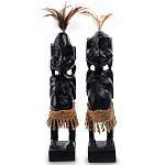 Комплект из 2-х деревянных статуэток Asmat Statuettes Black варинант исполнения - 1 | Loft Concept в Новосибирске
