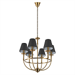 Люстра на металлическом основании бронзового цвета с 6-ю черными конусовидными абажурами Dignity варинант исполнения - 4 | Loft Concept в Новосибирске