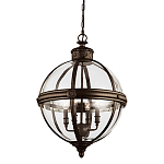 Подвесной светильник бронзового цвета с прозрачным стеклянным плафоном в форме шара в индустриальном стиле на цепи 4 лампы Feiss варинант исполнения - 1 | Loft Concept в Новосибирске