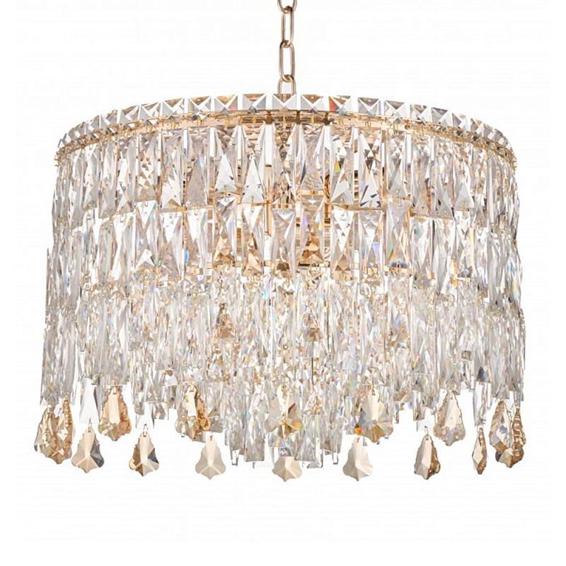 Люстра круглая с хрустальными подвесками на золотистом каркасе Roul Crystal Light Золотой Прозрачный в Новосибирске | Loft Concept 