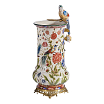 Ваза фарфоровая с птицей на бронзовой ветке и цветочной росписью Garden of Eden варинант исполнения - 2 | Loft Concept в Новосибирске