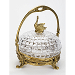 Конфетница из прозрачного рельефного стекла с ручкой и фигуркой лебедя Eden Garden варинант исполнения - 3 | Loft Concept в Новосибирске