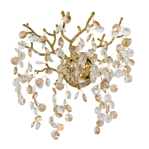 Бра золотого цвета с ветвями и прозрачными хрустальнымих подвесками Droplet Chandelier