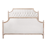 Кровать двуспальная светло-бежевая с основанием из массива дуба с мягким изголовьем Flax Beds варинант исполнения - 1 | Loft Concept в Новосибирске