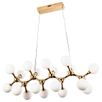 Линейная люстра с плафонами из стеклянных шаров Pearls Suspension Linear Gold Chandelier варинант исполнения - 2 | Loft Concept в Новосибирске