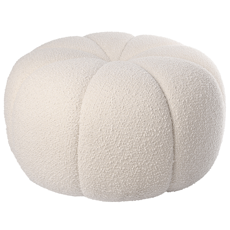 Круглый мягкий пуф с обивкой букле Gabrielle White Boucle Pouf Молочный Круглый мягкий пуф с обивкой букле Gabrielle White Boucle Pouf Молочный в Новосибирске | Loft Concept