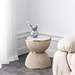 Дизайнерский журнальный стол фактурный с круглой белой столешницей Luler варинант исполнения - 1 | Loft Concept в Новосибирске