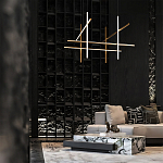 Люстра с 6-ю  пересекающимися цилиндрическими плафонами на тонких тросах Trumpet tube варинант исполнения - 8 | Loft Concept в Новосибирске