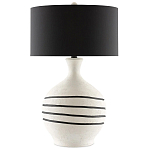 Настольная лампа фактурная с черными круговыми линиями на корпусе Recess варинант исполнения - 3 | Loft Concept в Новосибирске